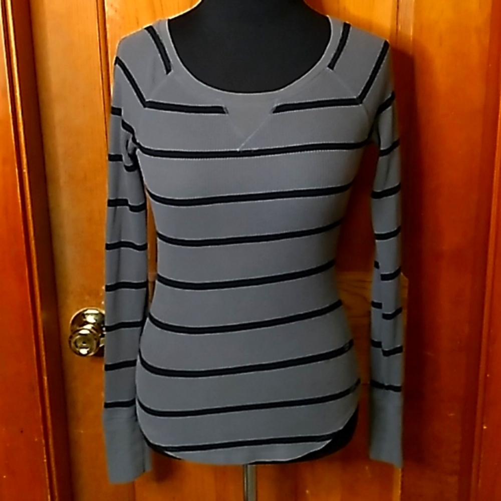 Victoria's Secret Pink Gray and Black Striped Cotton Thermal Size XS